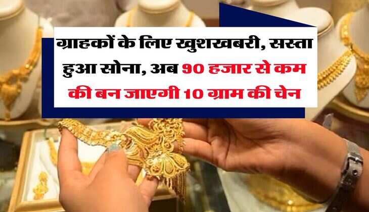 Gold Rate : ग्राहकों के लिए खुशखबरी, सस्ता हुआ सोना, अब 90 हजार से कम की बन जाएगी 10 ग्राम की चेन