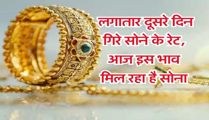 Gold Rate Down : लगातार दूसरे दिन गिरे सोने के रेट, आज इस भाव मिल रहा है सोना