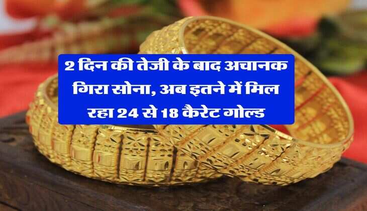 Gold Rate : 2 दिन की तेजी के बाद अचानक गिरा सोना, अब इतने में मिल रहा 24 से 18 कैरेट गोल्ड