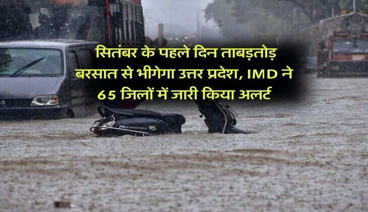 UP Weather : सितंबर के पहले दिन ताबड़तोड़ बरसात से भीगेगा उत्तर प्रदेश, IMD ने 65 जिलों में जारी किया अलर्ट