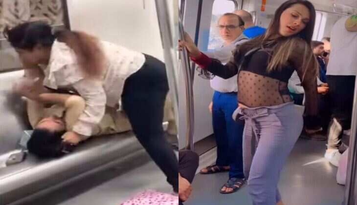Delhi Metro में दंगल, गुत्थम-गुत्थी करते दिखी महिलाएं
