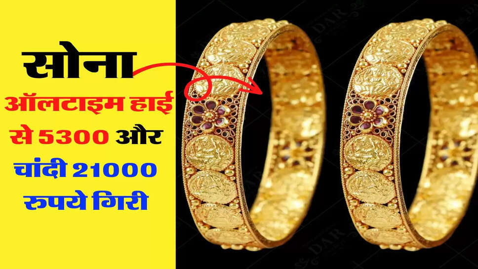 Gold Price Update: सोना ऑलटाइम हाई से 5300 और चांदी 21000 रुपये गिरी, जानिए कहा करें खरीदारी&nbsp;