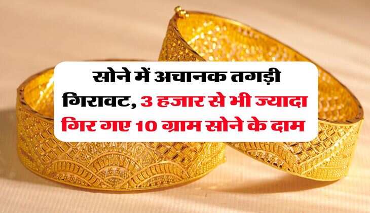 Gold Rate Down : सोने में अचानक तगड़ी गिरावट, 3 हजार से भी ज्यादा गिर गए 10 ग्राम सोने के दाम&nbsp;