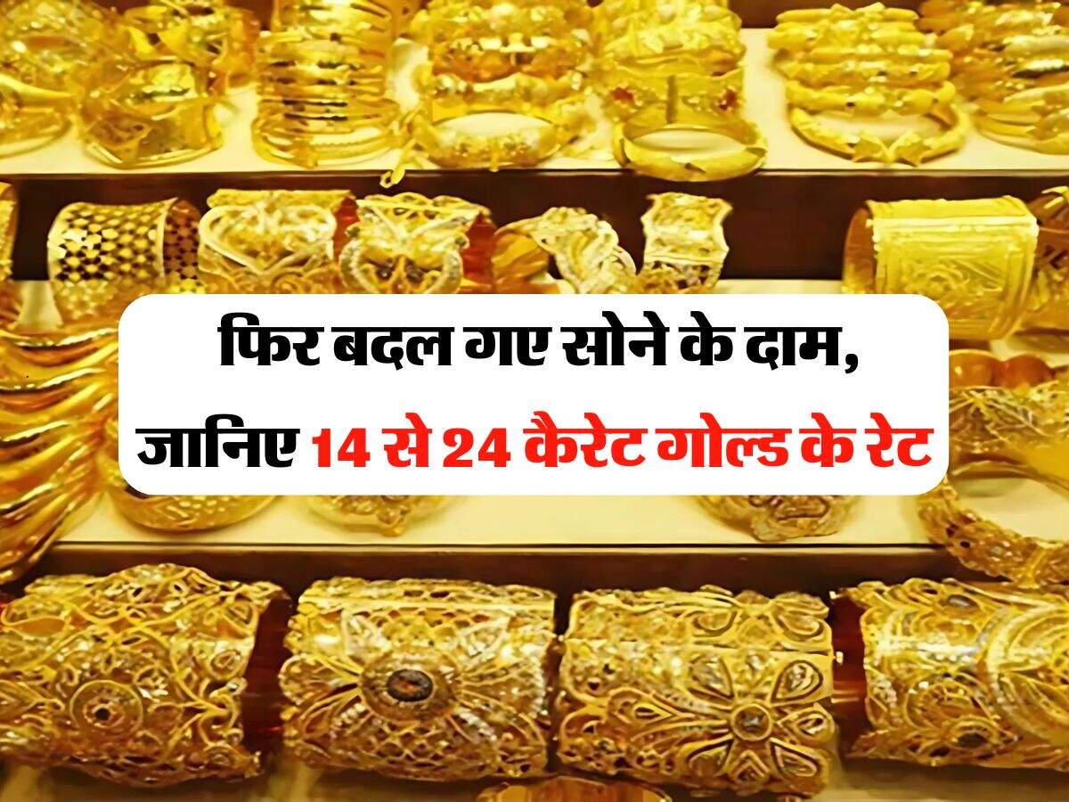 Gold Rate : फिर बदल गए सोने के दाम, जानिए 14 से 24 कैरेट गोल्ड के रेट