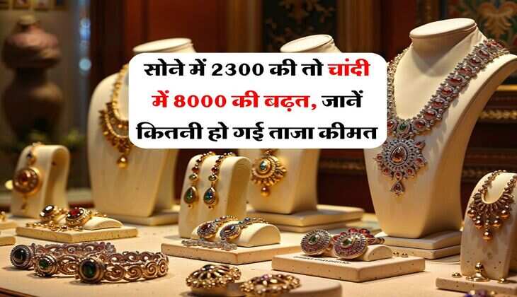 Gold Silver Rate : सोने में 2300 की तो चांदी में 8000 की बढ़त, जानें कितनी हो गई ताजा कीमत