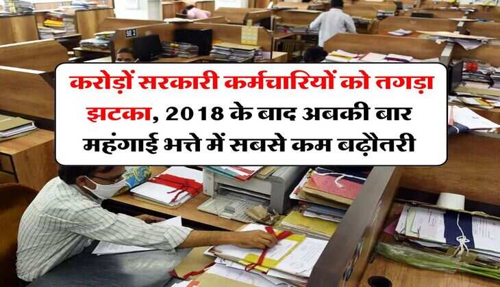 DA Hike : करोड़ों सरकारी कर्मचारियों को तगड़ा झटका, 2018 के बाद अबकी बार महंगाई भत्ते में सबसे कम बढ़ौतरी