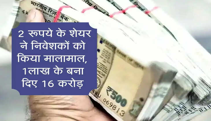 Stock Market : 2 रूपये के शेयर ने निवेशकों को किया मालामाल, 1लाख के बना दिए 16 करोड़