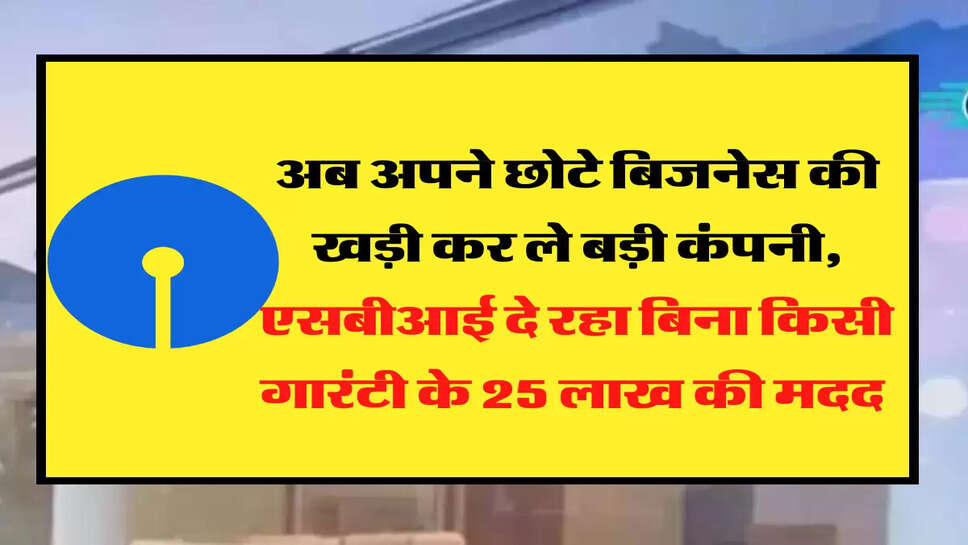 अब अपने छोटे बिजनेस की खड़ी कर ले बड़ी कंपनी, एसबीआई दे रहा बिना किसी गारंटी के 25 लाख की मदद&nbsp;