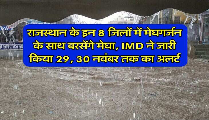 IMD Alert : राजस्थान के इन 8 जिलों में मेघगर्जन के साथ बरसेंगे मेघा, IMD ने जारी किया 29, 30 नवंबर तक का अलर्ट