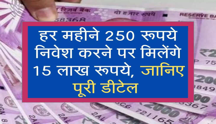 हर महीने 250 रूपये निवेश करने पर मिलेंगे 15 लाख रूपये, जानिए पूरी डीटेल