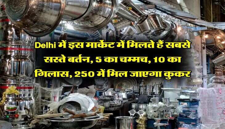 Delhi में इस मार्केट में मिलते हैं सबसे सस्ते बर्तन, 5 का चम्मच, 10 का गिलास, 250 में मिल जाएगा कुकर
