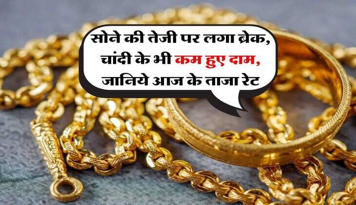 Gold Price : सोने की तेजी पर लगा ब्रेक, चांदी के भी कम हुए दाम, जानिये आज के ताजा रेट