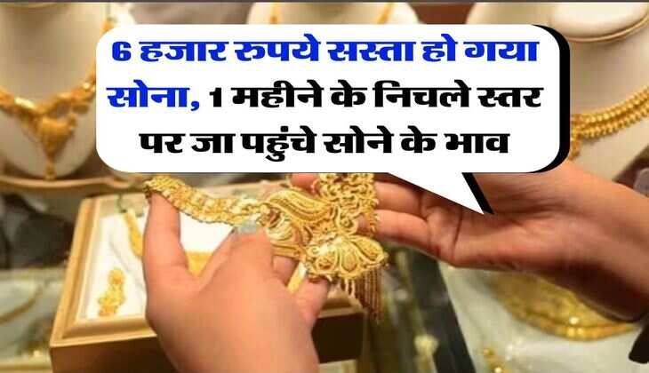 Gold Rate Down : 6 हजार रुपये सस्ता हो गया सोना, 1 महीने के निचले स्तर पर जा पहुंचे सोने के भाव
