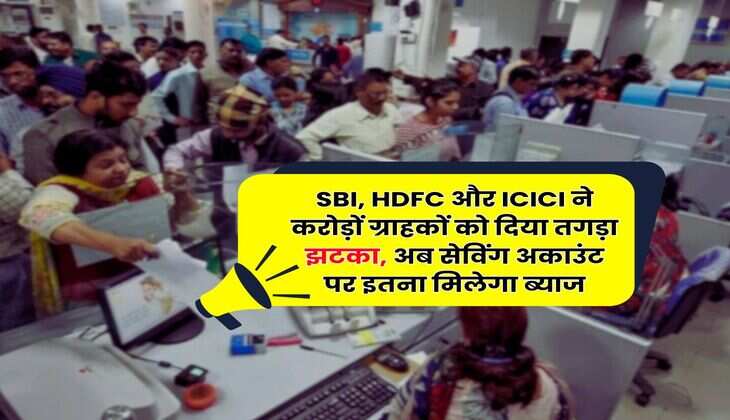 SBI, HDFC और ICICI ने करोड़ों ग्राहकों को दिया तगड़ा झटका, अब सेविंग अकाउंट पर इतना मिलेगा ब्याज