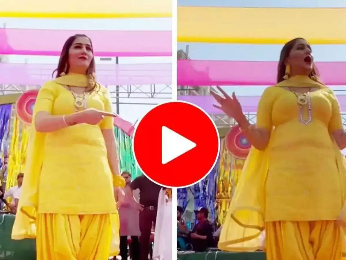 Sapna Choudhary dominated as soon as she entered the stage, such a waist in a yellow suit, people's breath got stuck