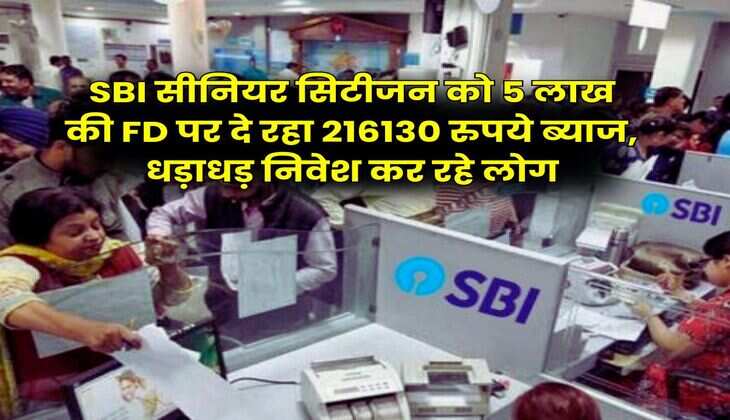 SBI सीनियर सिटीजन को 5 लाख की FD पर दे रहा 216130 रुपये ब्याज, धड़ाधड़ निवेश कर रहे लोग