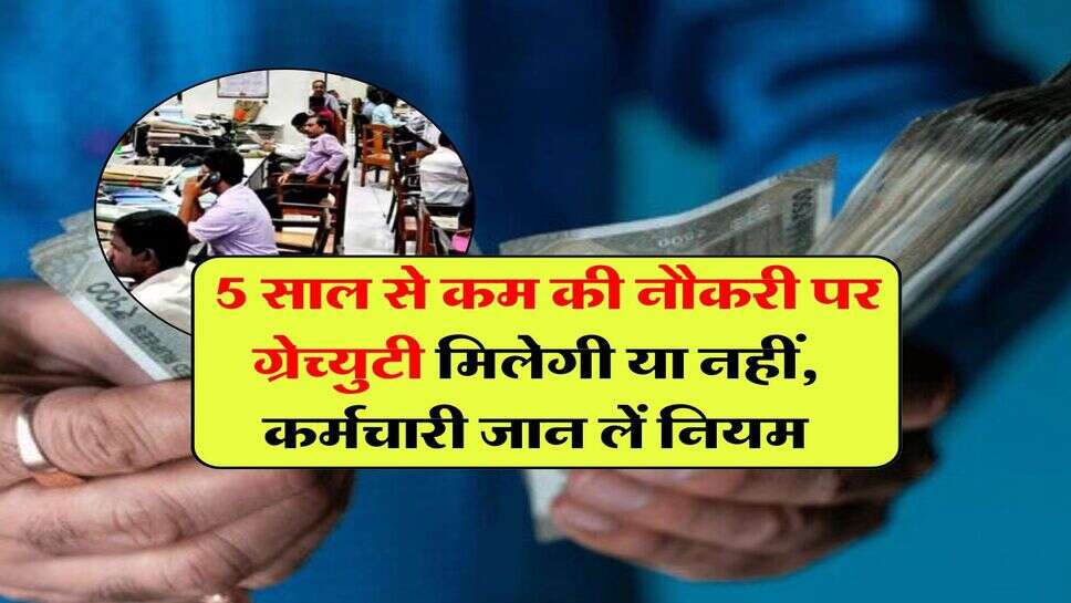 Gratuity Rule : 5 साल से कम की नौकरी पर ग्रेच्युटी मिलेगी या नहीं, कर्मचारी जान लें नियम