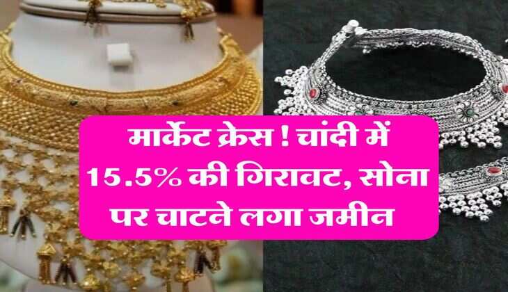 Silver Rate : मार्केट क्रेस! चांदी में 15.5% की गिरावट, सोना पर चाटने लगा जमीन&nbsp;