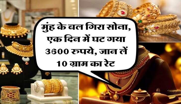 Gold Rate : मुंह के बल गिरा सोना, एक दिन में घट गया 3600 रुपये, जान लें 10 ग्राम का रेट&nbsp;