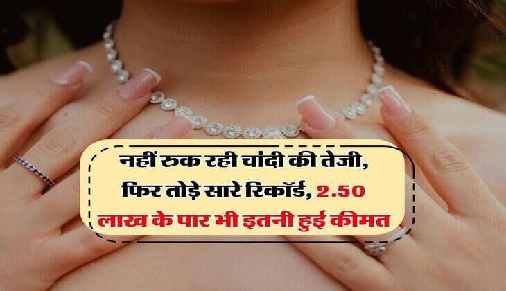 Silver Rate : नहीं रुक रही चांदी की तेजी, फिर तोड़े सारे रिकॉर्ड, 2.50 लाख के पार भी इतनी हुई कीमत