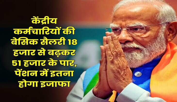 Salary Hike : केंद्रीय कर्मचारियों की बेसिक सैलरी 18 हजार से बढ़कर 51 हजार के पार, पेंशन में इतना होगा इजाफा