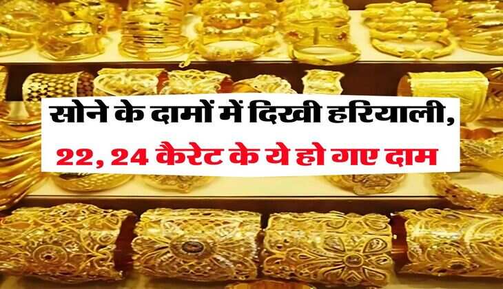 Gold Price : सोने के दामों में दिखी हरियाली, 22, 24 कैरेट के ये हो गए दाम 