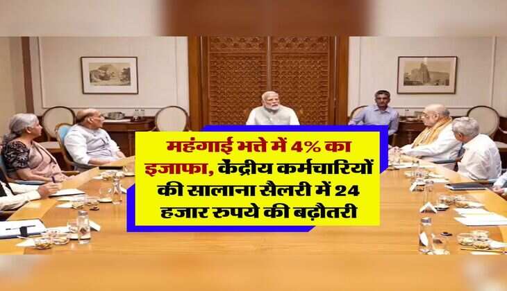 DA Hike Update : महंगाई भत्ते में 4 फिसदी का इजाफा, केंद्रीय कर्मचारियों की सालाना सैलरी में 24 हजार रुपये की बढ़ौतरी