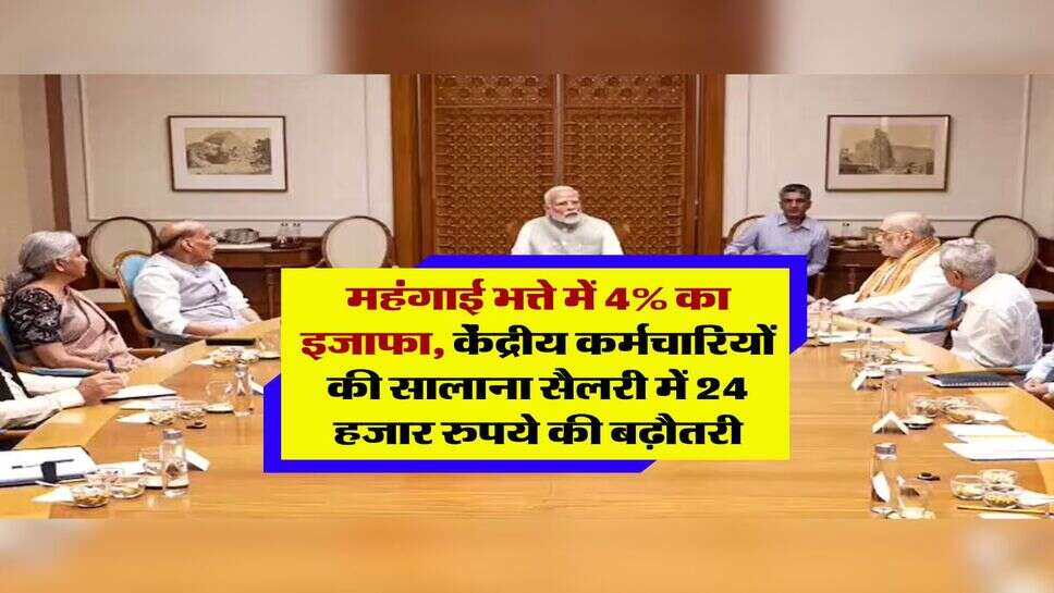 DA Hike Update : महंगाई भत्ते में 4 फिसदी का इजाफा, केंद्रीय कर्मचारियों की&nbsp;सालाना सैलरी में 24 हजार रुपये की बढ़ौतरी