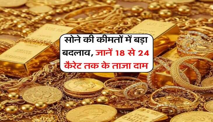 Gold Price : सोने की कीमतों में बड़ा बदलाव, जानें 18 से 24 कैरेट तक के ताजा दाम