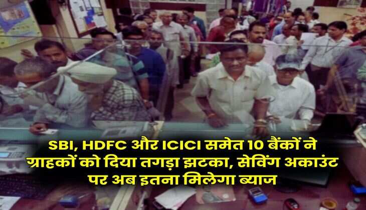 SBI, HDFC और ICICI समेत 10 बैंकों ने ग्राहकों को दिया तगड़ा झटका, सेविंग अकाउंट पर अब इतना मिलेगा ब्याज
