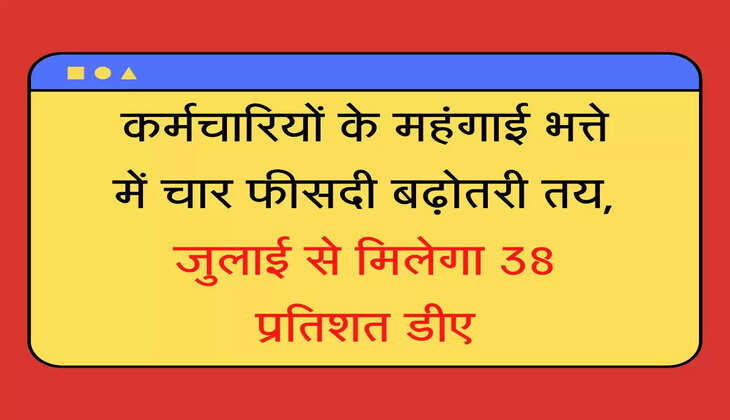 DA Increase कर्मचारियों के महंगाई भत्ते में चार फीसदी बढ़ोतरी तय, जुलाई से इनको मिलेगा 38 प्रतिशत डीए