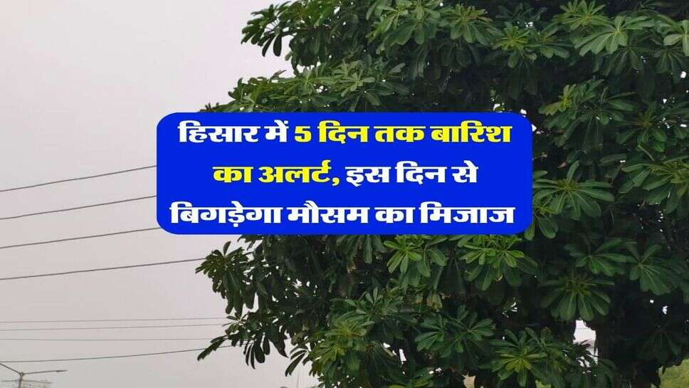Hisar ka mausam 11 october : हिसार में 5 दिन तक बारिश का अलर्ट, इस दिन से बिगड़ेगा मौसम का मिजाज&nbsp;