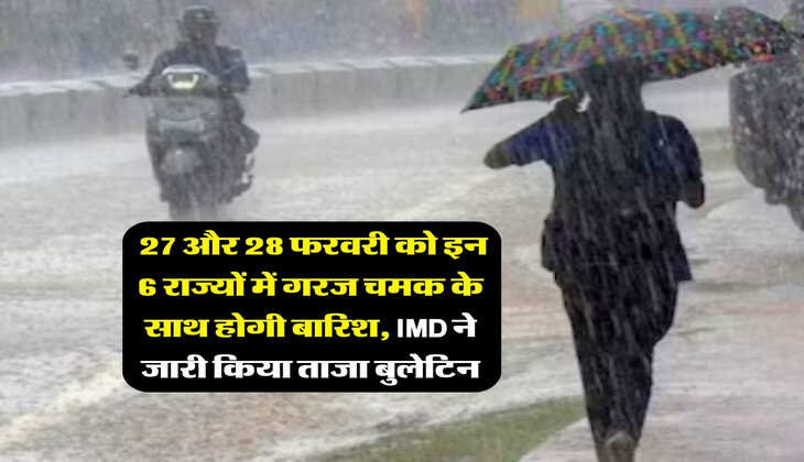 Kal ka Mausam : 27 और 28 फरवरी को इन 6 राज्यों में गरज चमक के साथ होगी बारिश, IMD ने जारी किया ताजा बुलेटिन