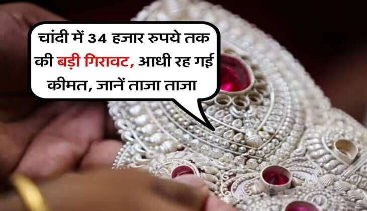 MCX Silver Down : चांदी में 34 हजार रुपये तक की बड़ी गिरावट, आधी रह गई कीमत, जानें ताजा ताजा