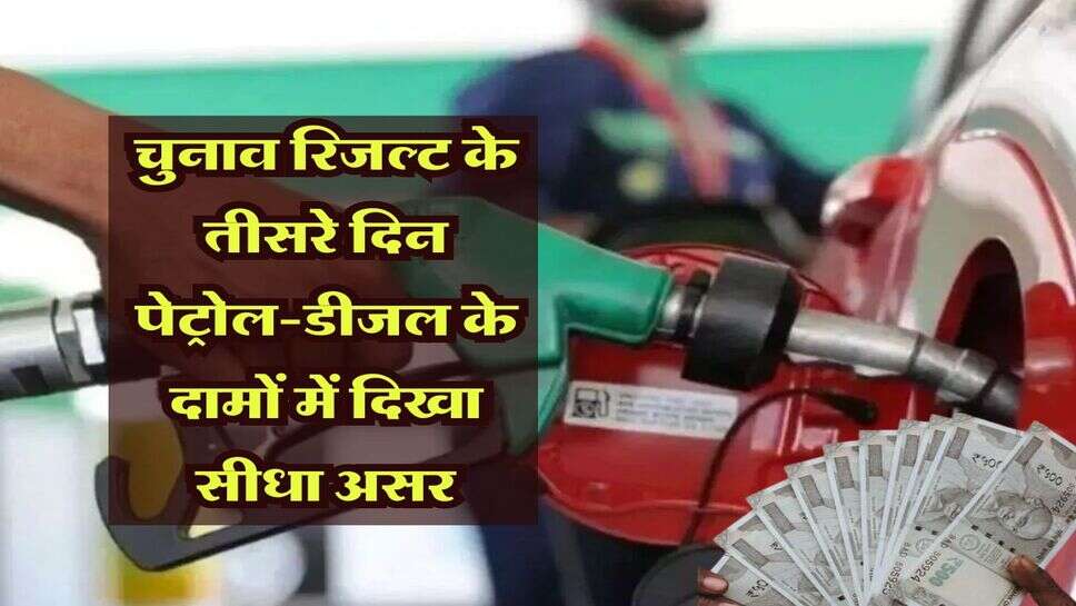 Petrol Diesel Price:&nbsp;चुनाव रिजल्ट के तीसरे दिन पेट्रोल-डीजल के दामों में दिखा सीधा असर, जानिए आपके शहर के आज के ताजा रेट्स&nbsp;
