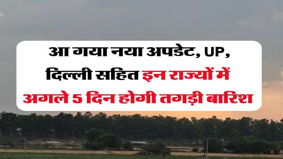 IMD Rain alert : आ गया नया अपडेट, UP, दिल्ली सहित इन राज्यों में अगले 5 दिन होगी तगड़ी बारिश