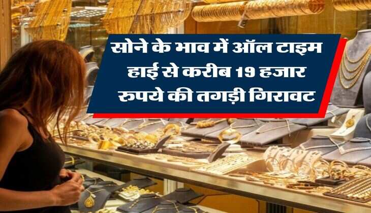 Gold Rate : सोने के भाव में ऑल टाइम हाई से करीब 19 हजार रुपये की तगड़ी गिरावट