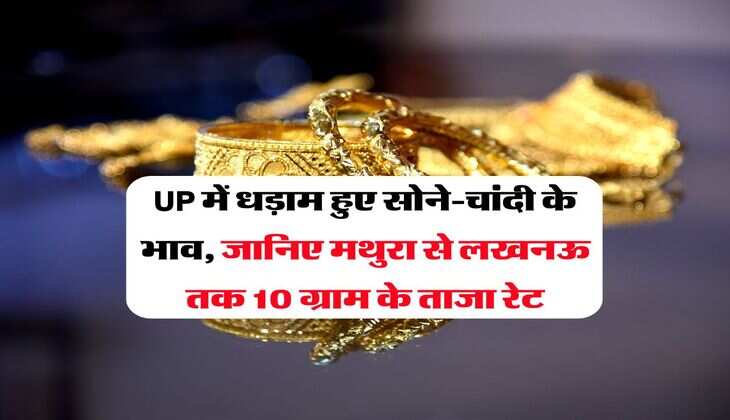 UP में धड़ाम हुए सोने-चांदी के भाव, जानिए मथुरा से लखनऊ तक 10 ग्राम के ताजा रेट