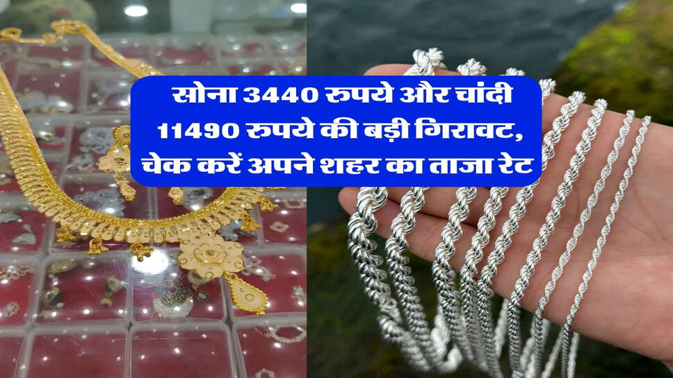 Gold-Silver Price : सोना 3440 रुपये और चांदी 11490 रुपये की बड़ी गिरावट, चेक करें अपने शहर का ताजा रेट&nbsp;