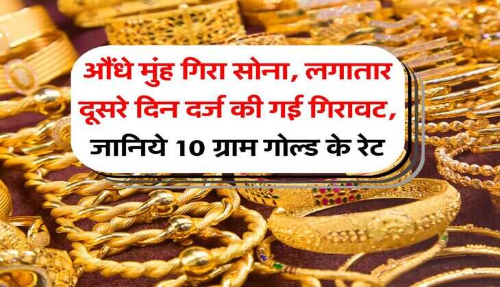 Gold Rate : औंधे मुंह गिरा सोना, लगातार दूसरे दिन दर्ज की गई गिरावट, जानिये 10 ग्राम गोल्ड के रेट