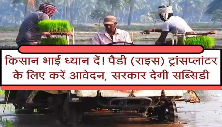 Paddy (Rice) Transplanter : किसान भाई ध्यान दें! पैडी (राइस) ट्रांसप्लांटर के लिए करें आवेदन, सरकार देगी सब्सिडी