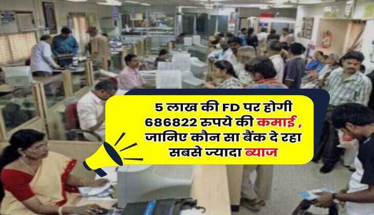 Fixed Deposit Rates : 5 लाख की FD पर होगी 686822 रुपये की कमाई , जानिए कौन सा बैंक दे रहा सबसे ज्यादा ब्याज