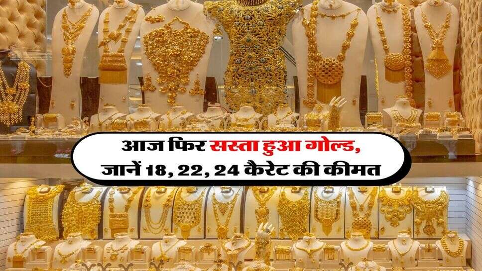 Sone ka Bhav : आज फिर सस्ता हुआ गोल्ड, जानें 18, 22, 24 कैरेट की कीमत