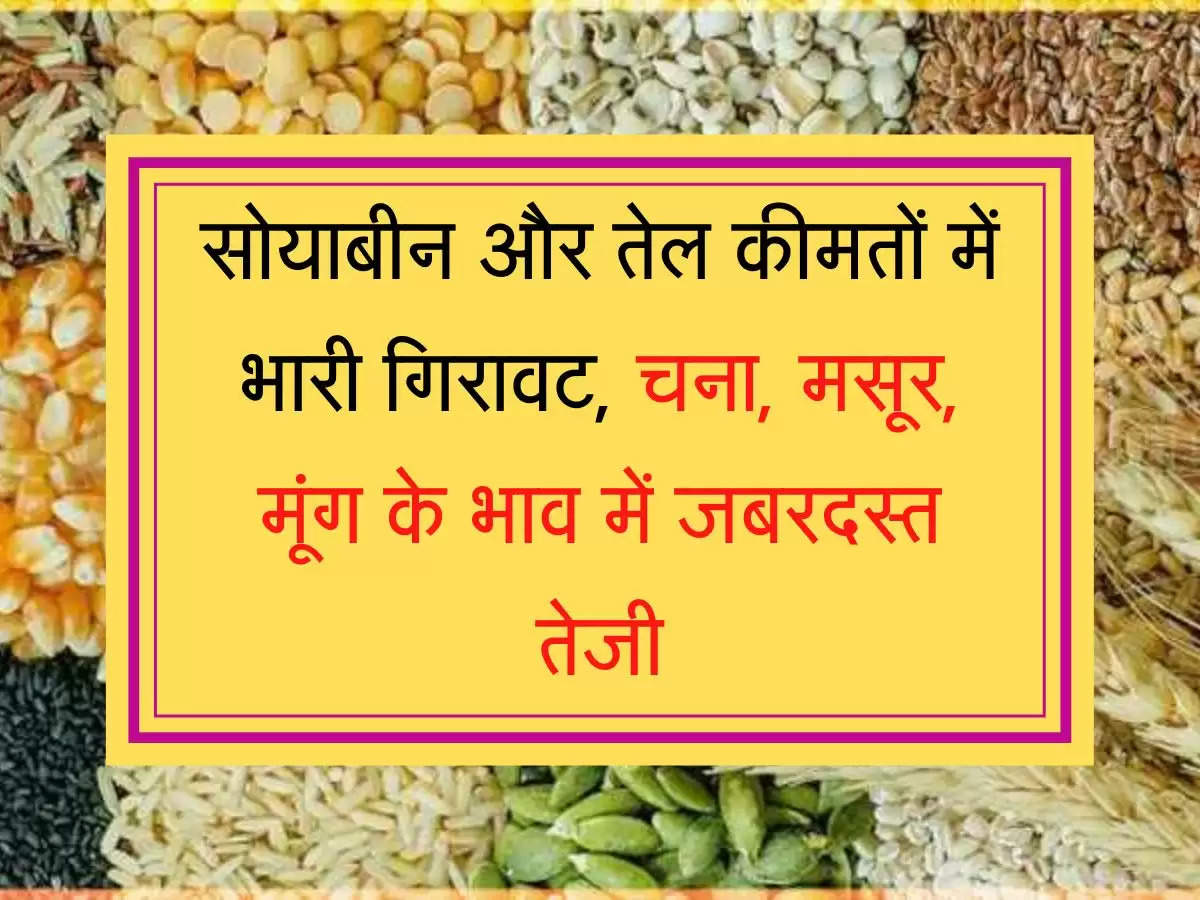 mandi bhav सोयाबीन और तेल कीमतों में भारी गिरावट, चना, मसूर, मूंग के भाव में जबरदस्त तेजी