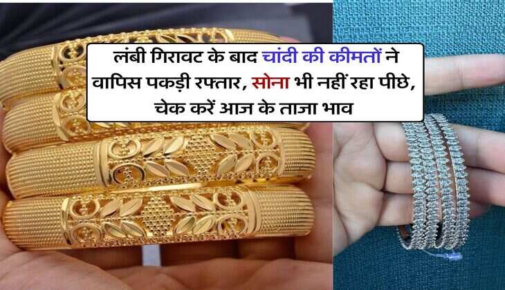 Gold silver rate : लंबी गिरावट के बाद चांदी की कीमतों ने वापिस पकड़ी रफ्तार, सोना भी नहीं रहा पीछे, चेक करें आज के ताजा भाव