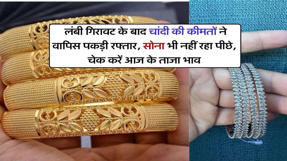 Gold silver rate : लंबी गिरावट के बाद चांदी की कीमतों ने वापिस पकड़ी रफ्तार, सोना भी नहीं रहा पीछे, चेक करें आज के ताजा भाव