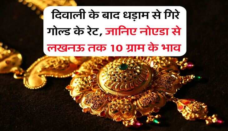 UP Gold Price : दिवाली के बाद धड़ाम से गिरे गोल्ड के रेट, जानिए नोएडा से लखनऊ तक 10 ग्राम के भाव