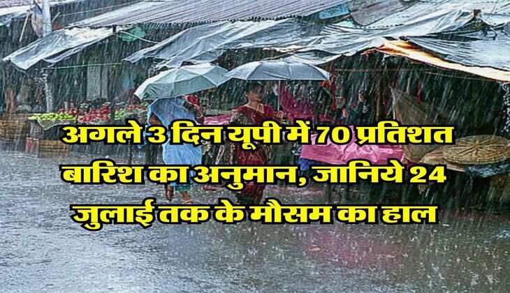 UP Weather 22 July : अगले 3 दिन यूपी में 70 प्रतिशत बारिश का अनुमान, जानिये 24 जुलाई तक के मौसम का हाल
