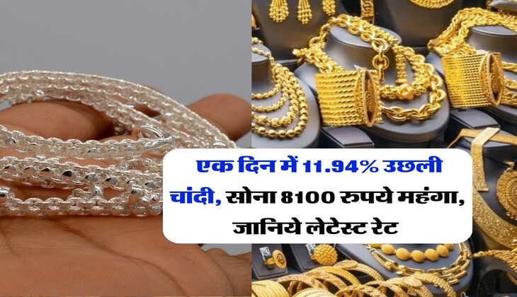 Sone Chandi ka Rate : एक दिन में 11.94% &nbsp;उछली चांदी, सोना 8100 रुपये महंगा, जानिये लेटेस्ट रेट&nbsp;