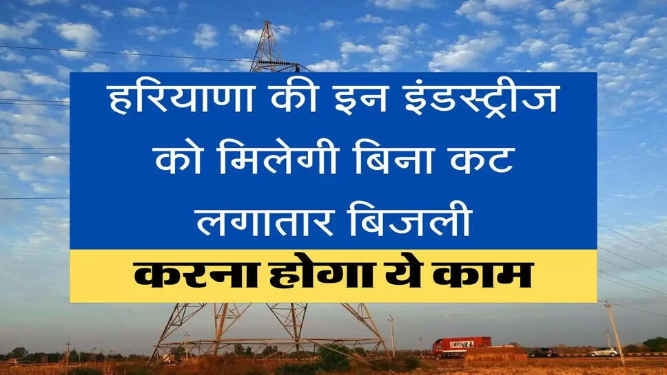 new rule of electricity department हरियाणा की इन इंडस्ट्रीज को मिलेगी बिना कट लगातार बिजली, आया नया नियम